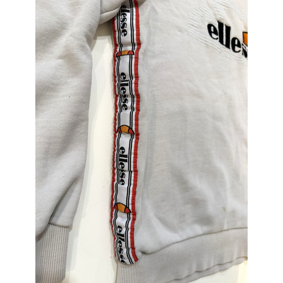 Ellesse Sweatshirt Mens Medium Gray Crewneck Embroidered Logo Tape Side Stripe - Picture 2 of 9